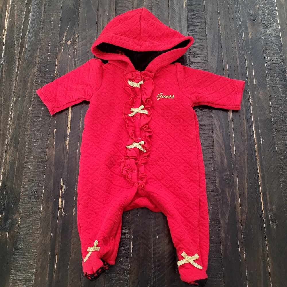 Baby Guess Hooded One Piece Outfit 0-3M